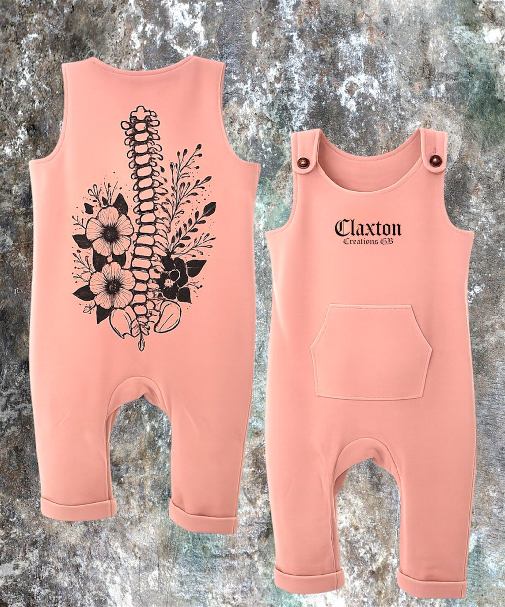Tiny Terrors- Little Spine flower🖤Pink Romper