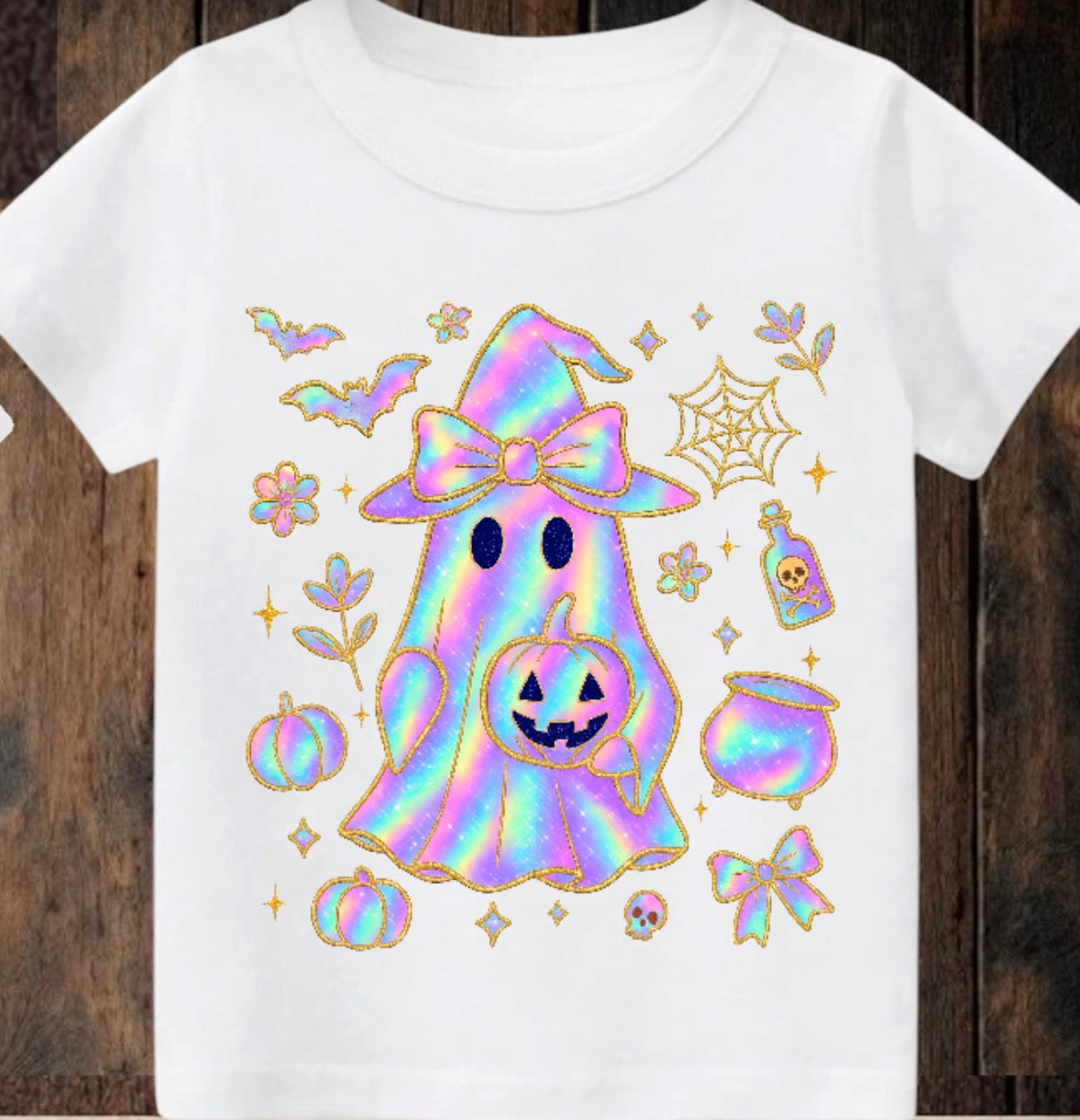 Tiny terror Tee- halloween 🎃 cute oil-spill girl 🎀 ghost 👻