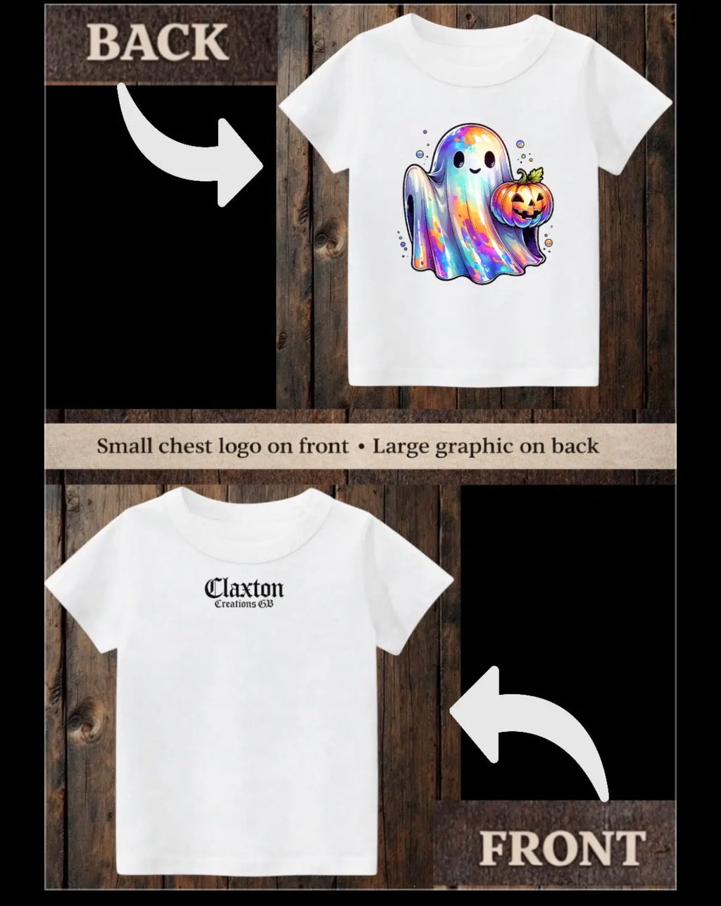 Tiny terrors- Cute oil-spill Ghost 👻- white Tee Claxton Creations GB
