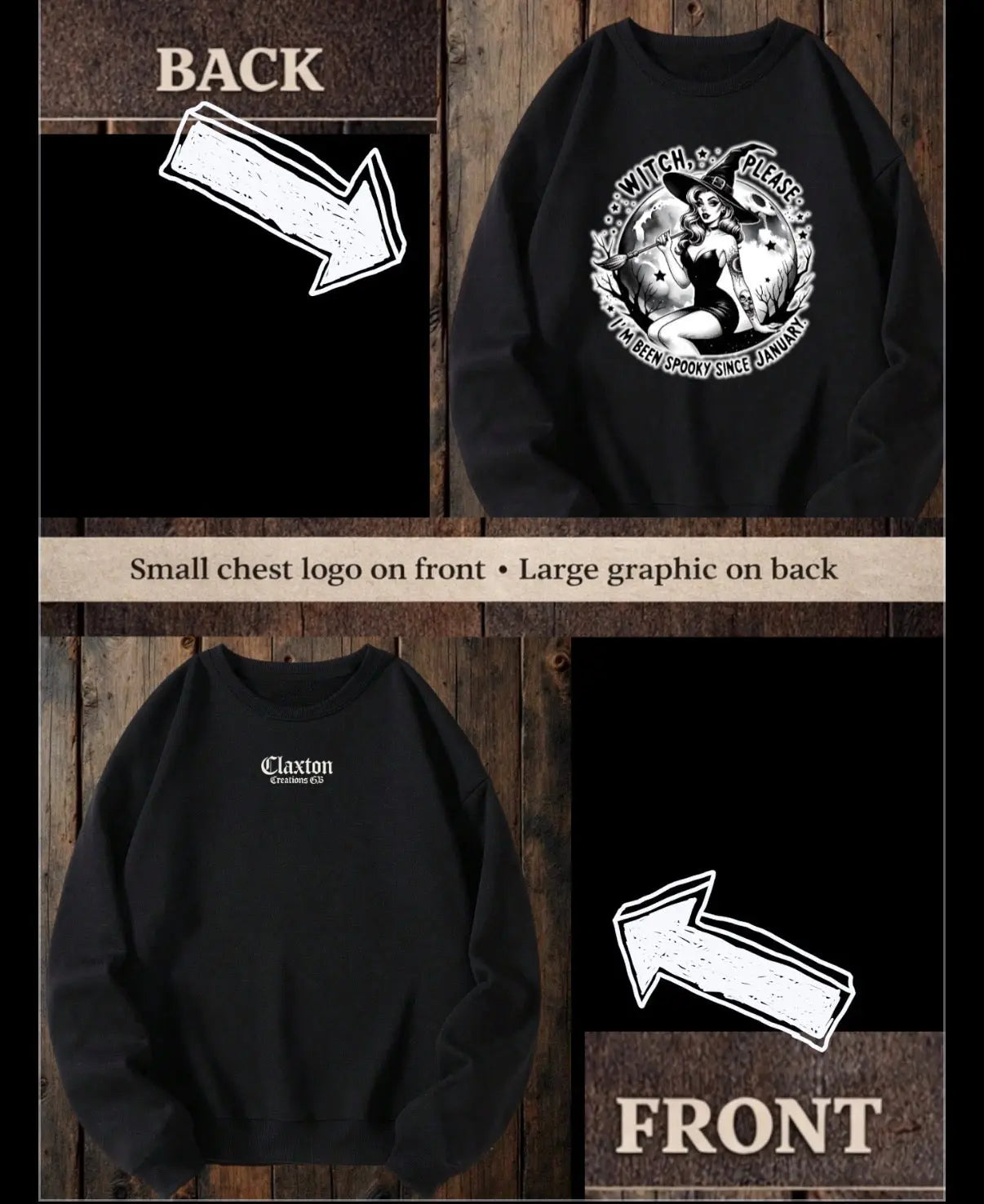 ClaxtoncreationsGB- witch please I’ve been spooky since January- black sweater Claxton Creations GB