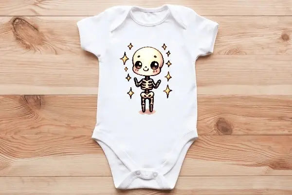Happy skeleton 💀 baby vest🖤🦔 Claxton Creations GB
