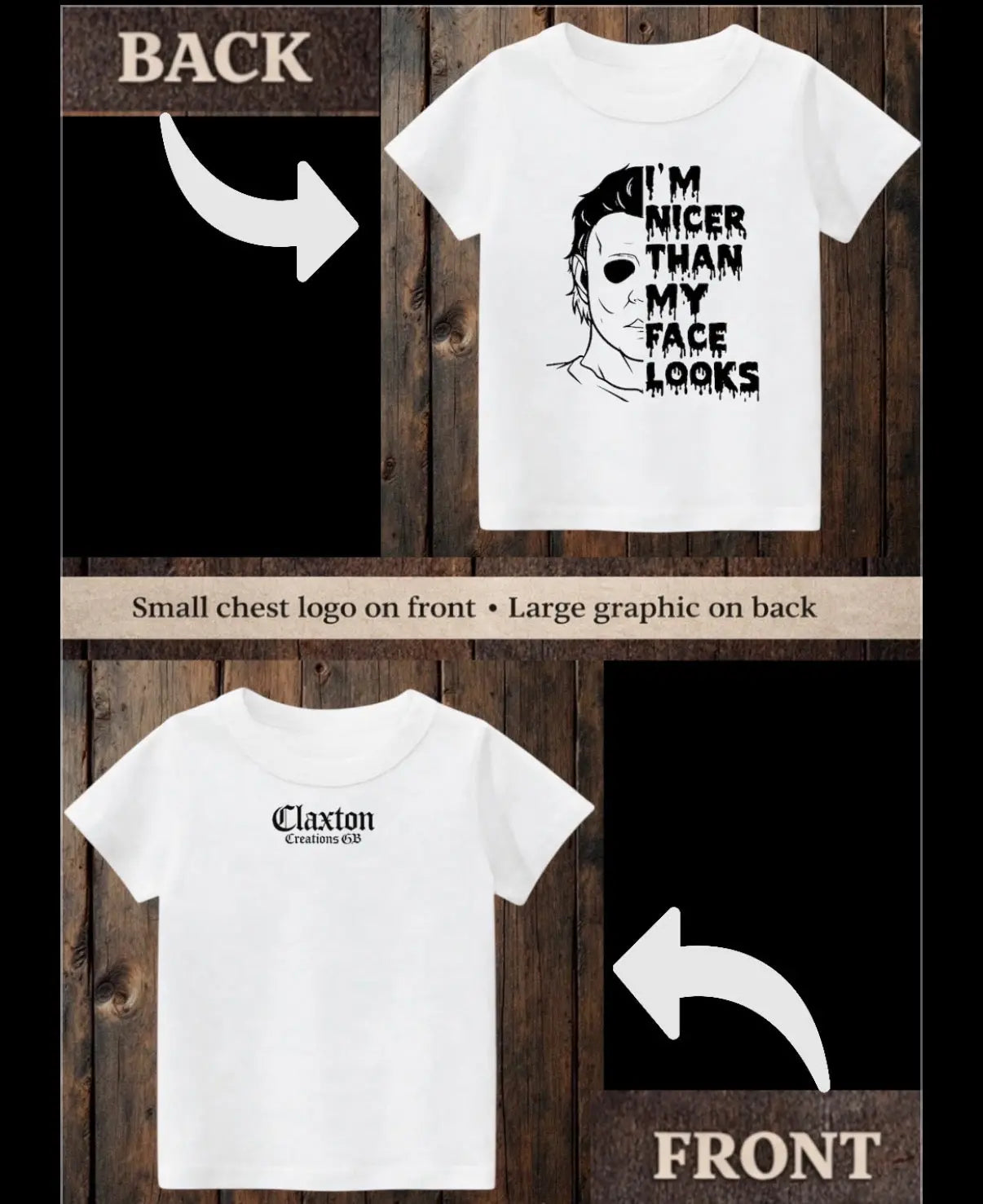 ClaxtoncreationsGB- I’m nicer than my face looks- white tee Claxton Creations GB