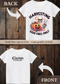 Tiny terror Tee- Harvesting 🎃 Good vibes only skeleton