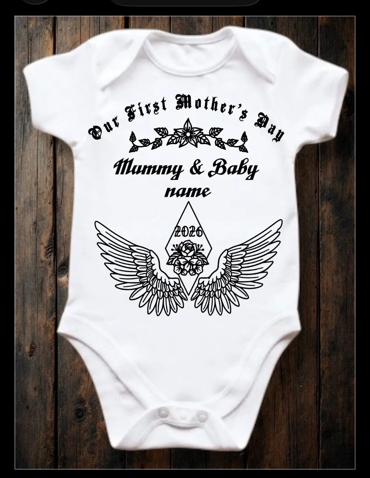 MOTHERS DAY- Our first Mother’s Day mummy & baby name❤️ & CURRENT YEAR baby vest🖤🦔 Claxton Creations GB