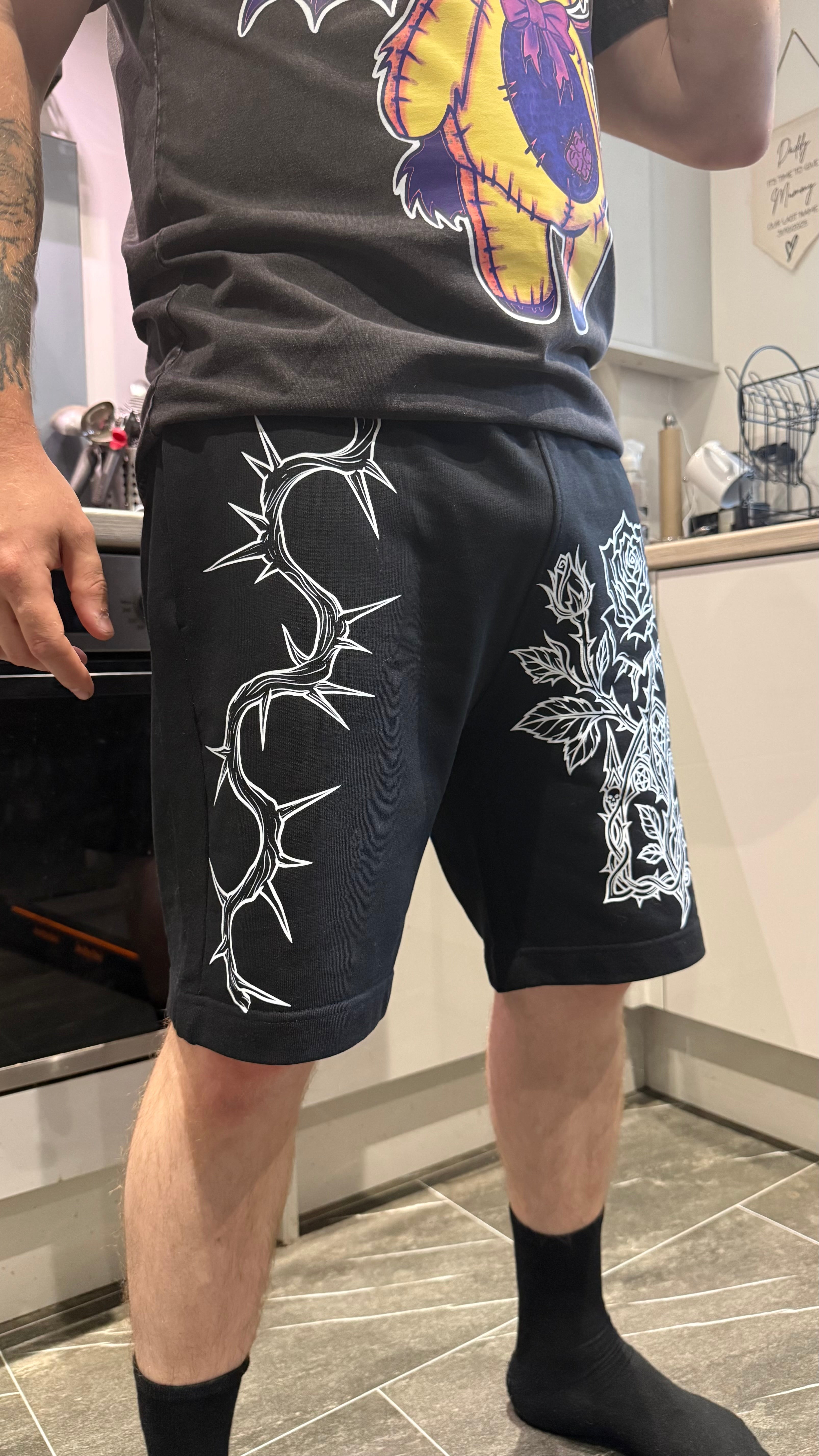 The Thorned Rose🥀 Unisex jogger shorts🖤 Claxton Creations GB