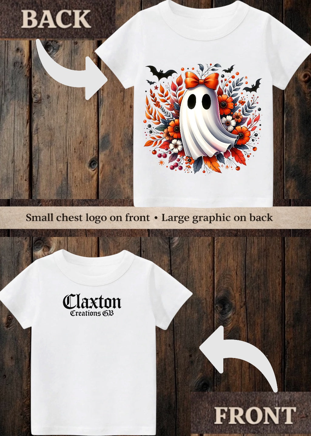 Tiny terror Tee- pretty orange 🎃 girlie 🎀 floral ghost 👻