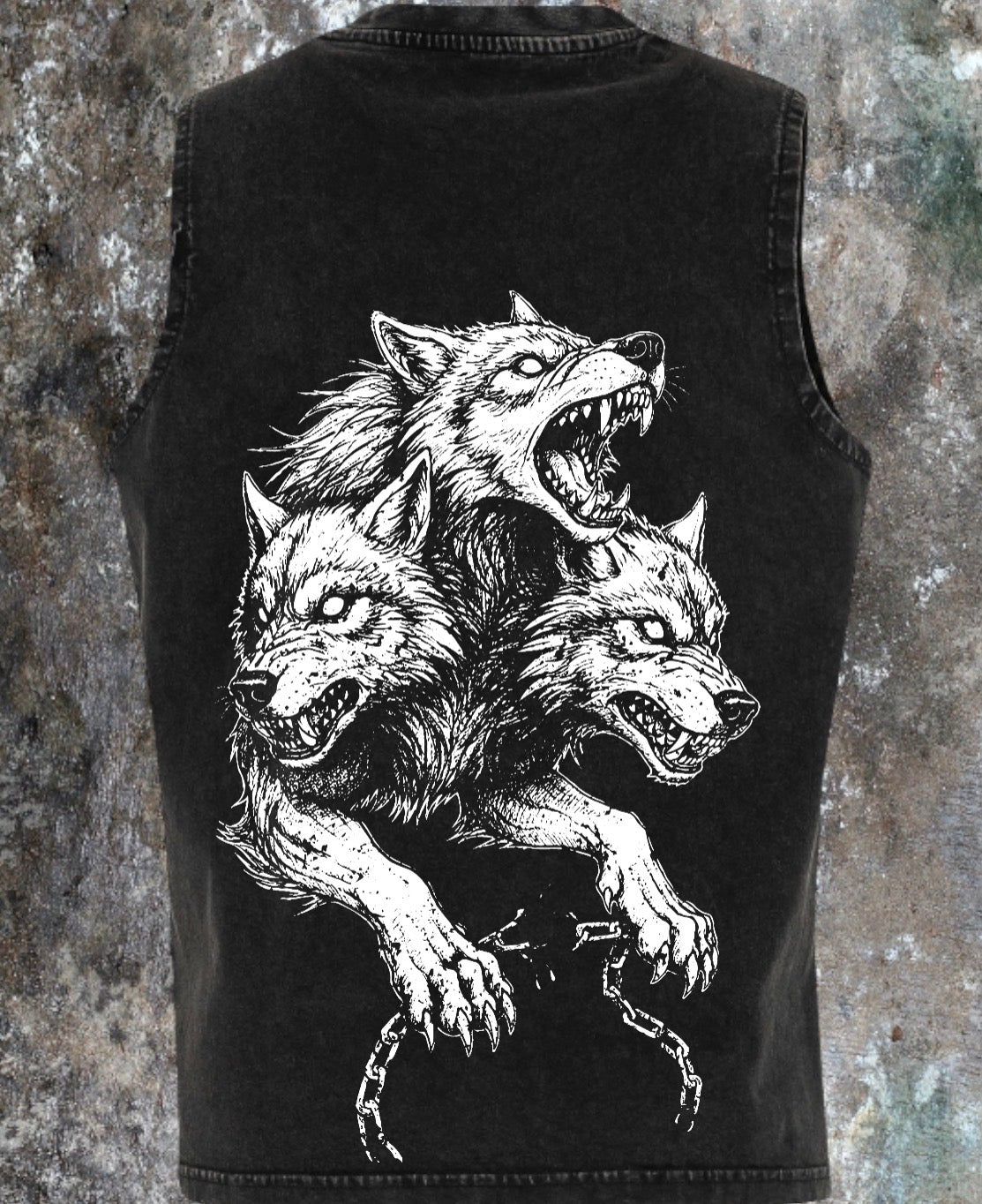 Women’s vintage Cerberus 🐾washed sleeveless vest🖤 Claxton Creations GB