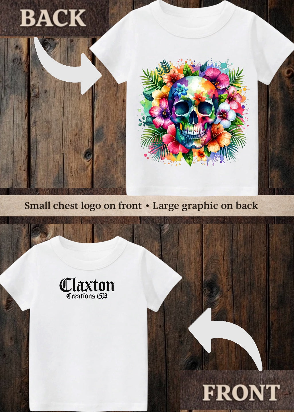 Tiny terror Tee- floral Hawaii skull