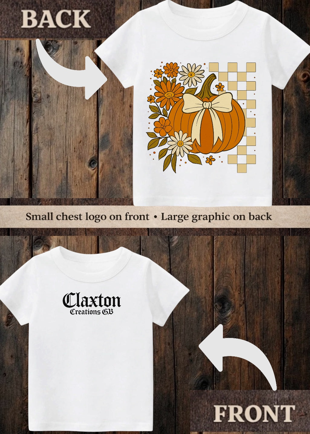 Tiny terror Tee- checkered bow pumpkin🎃