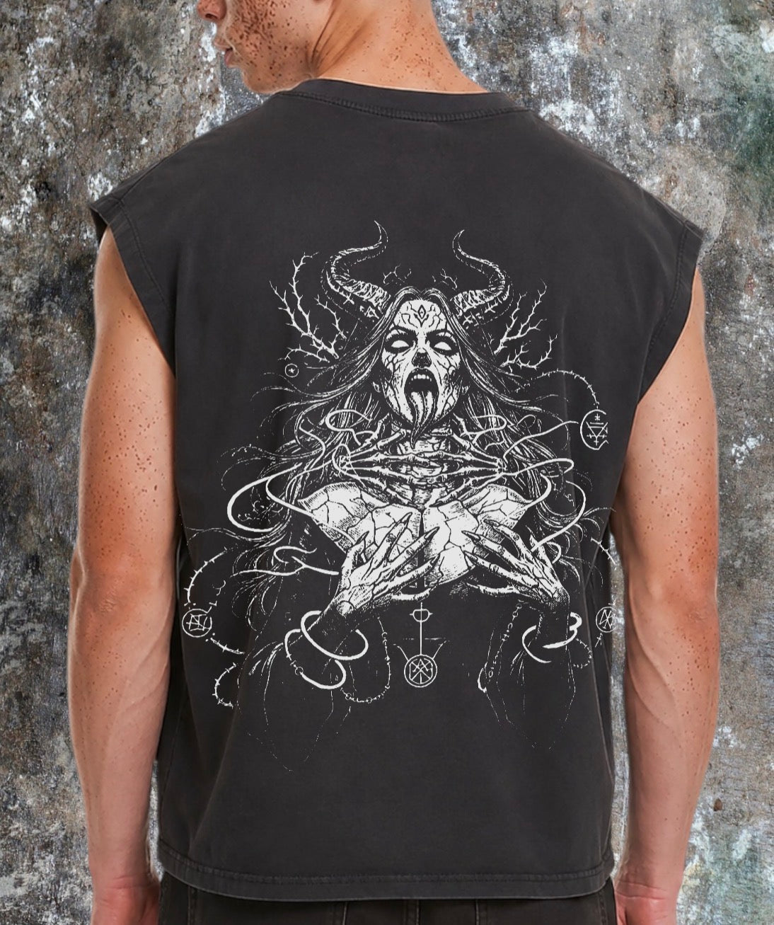 Men’s Cropped vintage Cerberus 🐾washed sleeveless vest🖤 (Copy) Claxton Creations GB