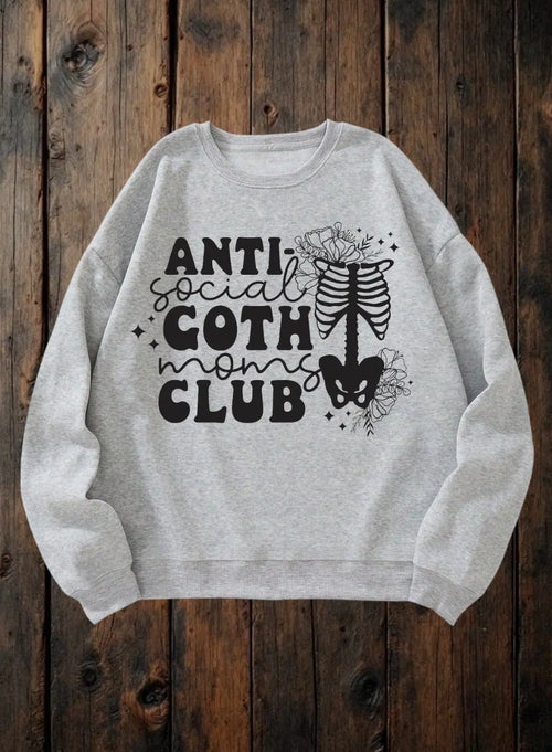 ClaxtoncreationsGB- Antisocial goth moms club grey sweater Claxton Creations GB