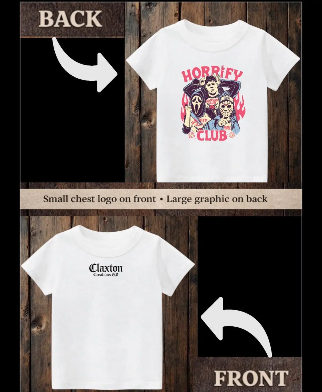 Tiny terrors- Horrify Club-white Tee Claxton Creations GB