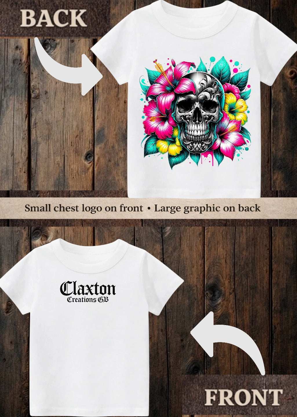 Tiny terror Tee- bright floral 💐 skull 💀
