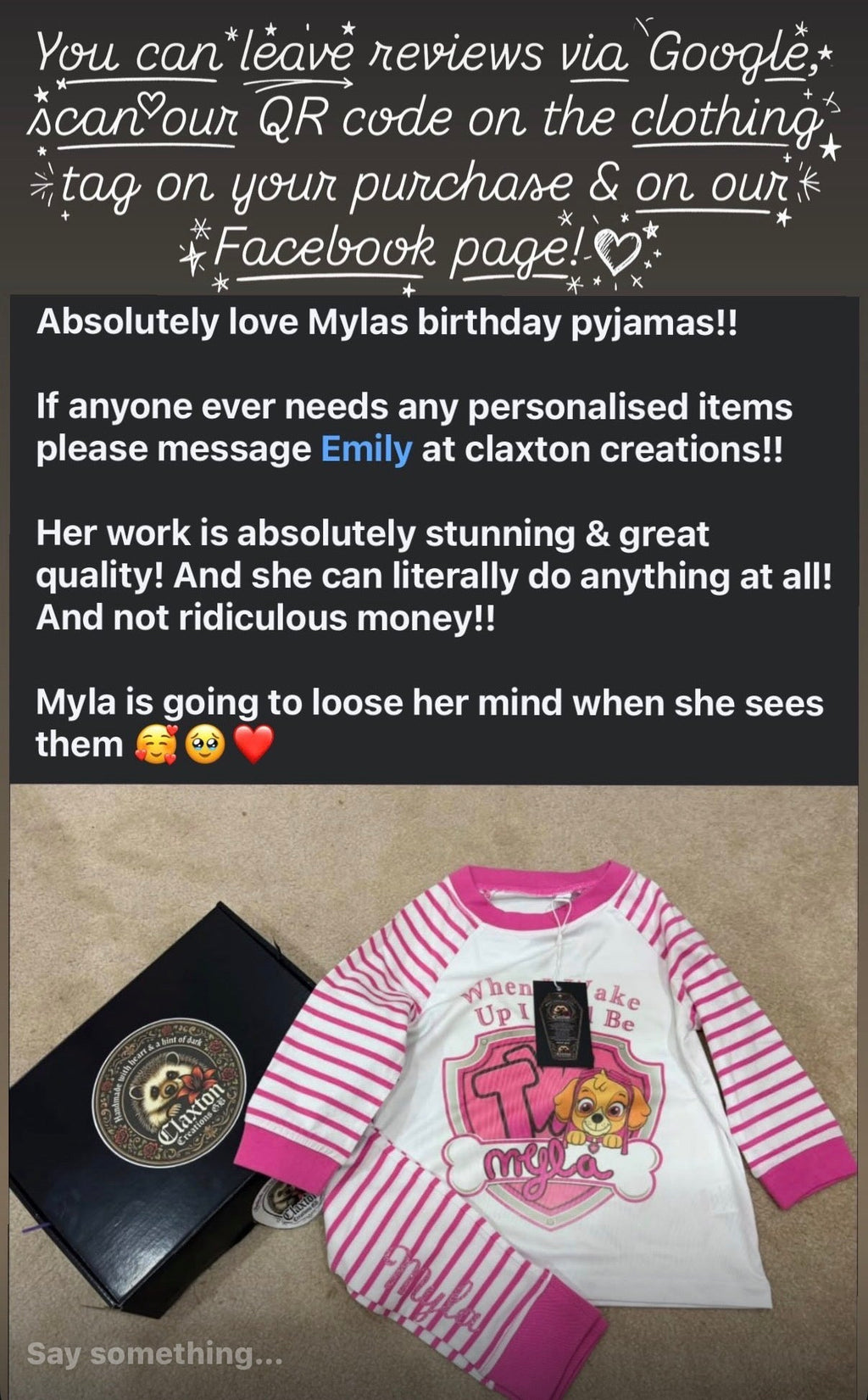 Kids Personalised Bday PJs 🖤💖 Claxton Creations GB