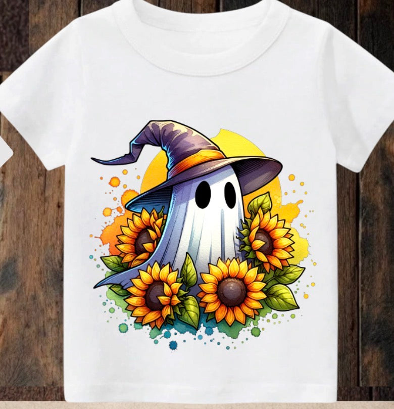 Tiny terror Tee- sunflower 🌻 witchy ghost 👻#2