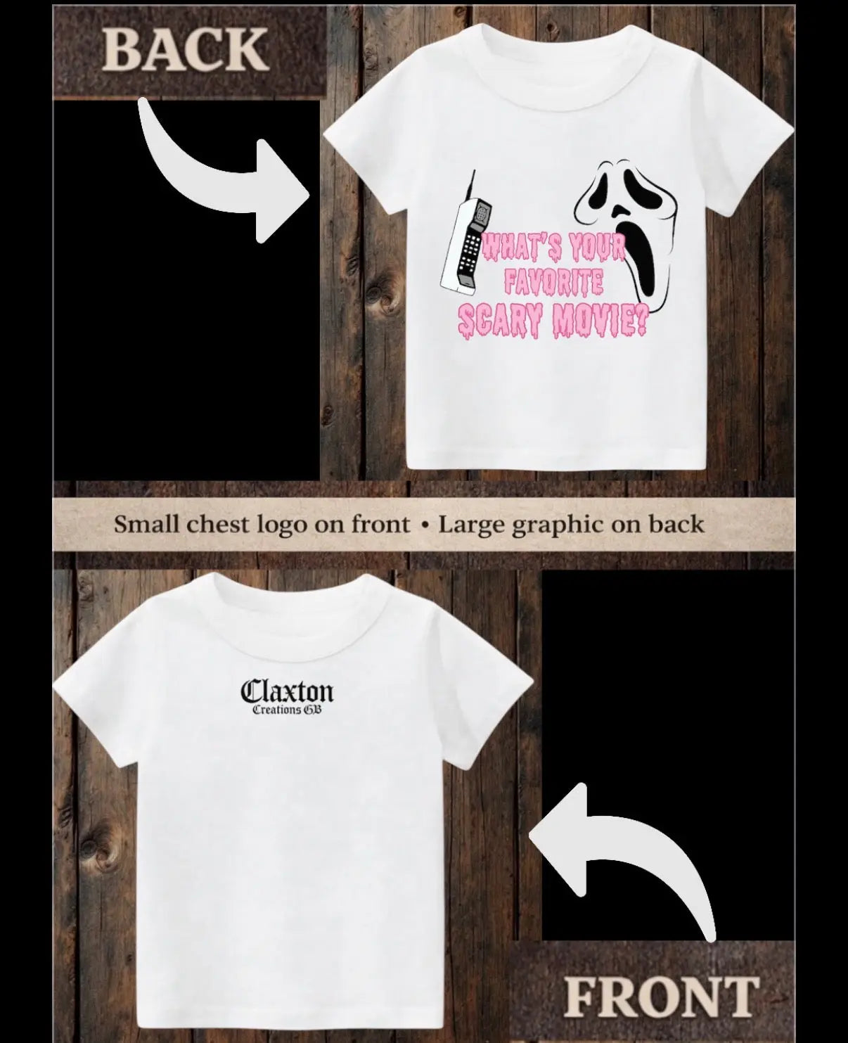 ClaxtoncreationsGB-What’s your favourite scary movie?Scream- white tee Claxton Creations GB