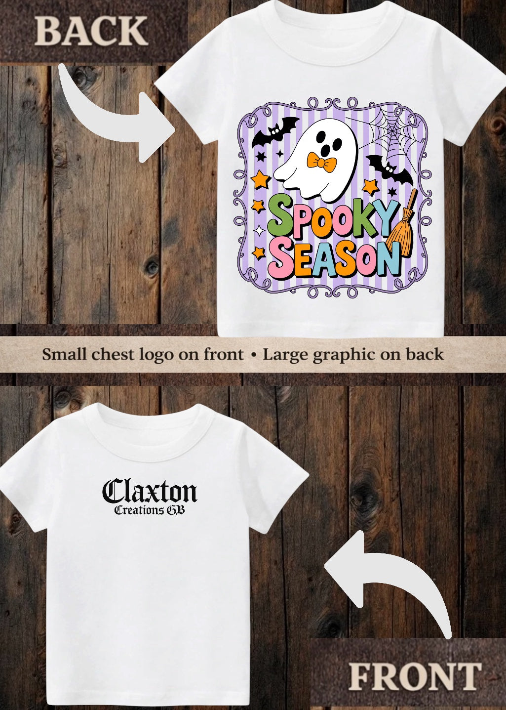 Tiny terror Tee- purple 🎀 striped 👻 spooky postcard #2