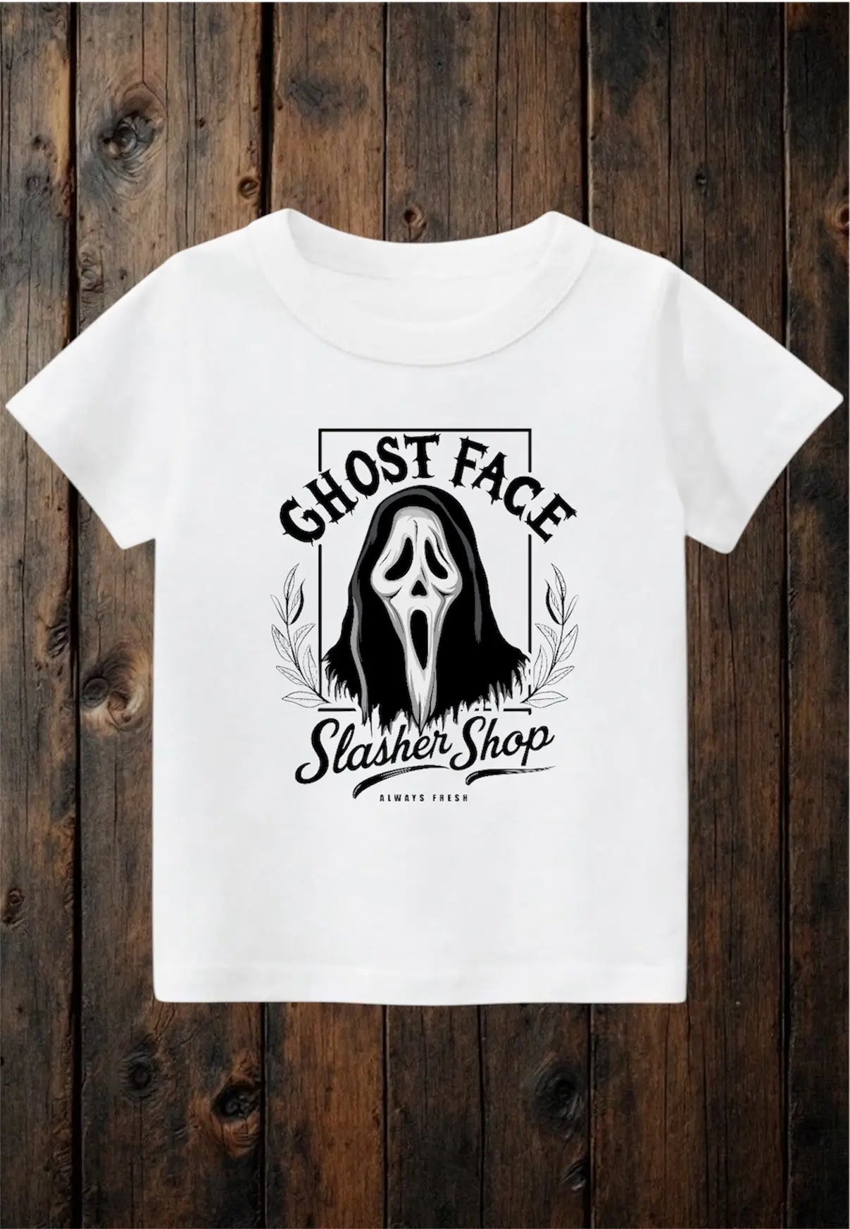 ClaxtoncreationsGB- Ghost Face/Slasher Shop white Tee Claxton Creations GB