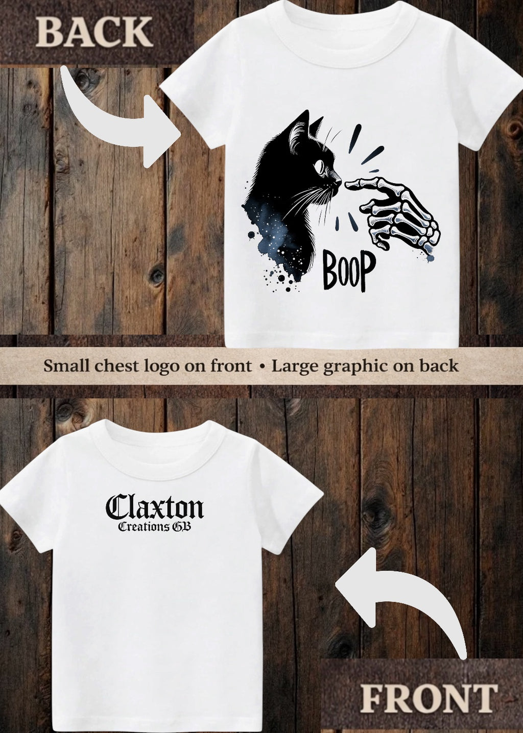 Tiny terror Tee- Boop 👈🏼skeleton 💀 & cat 🐈‍⬛