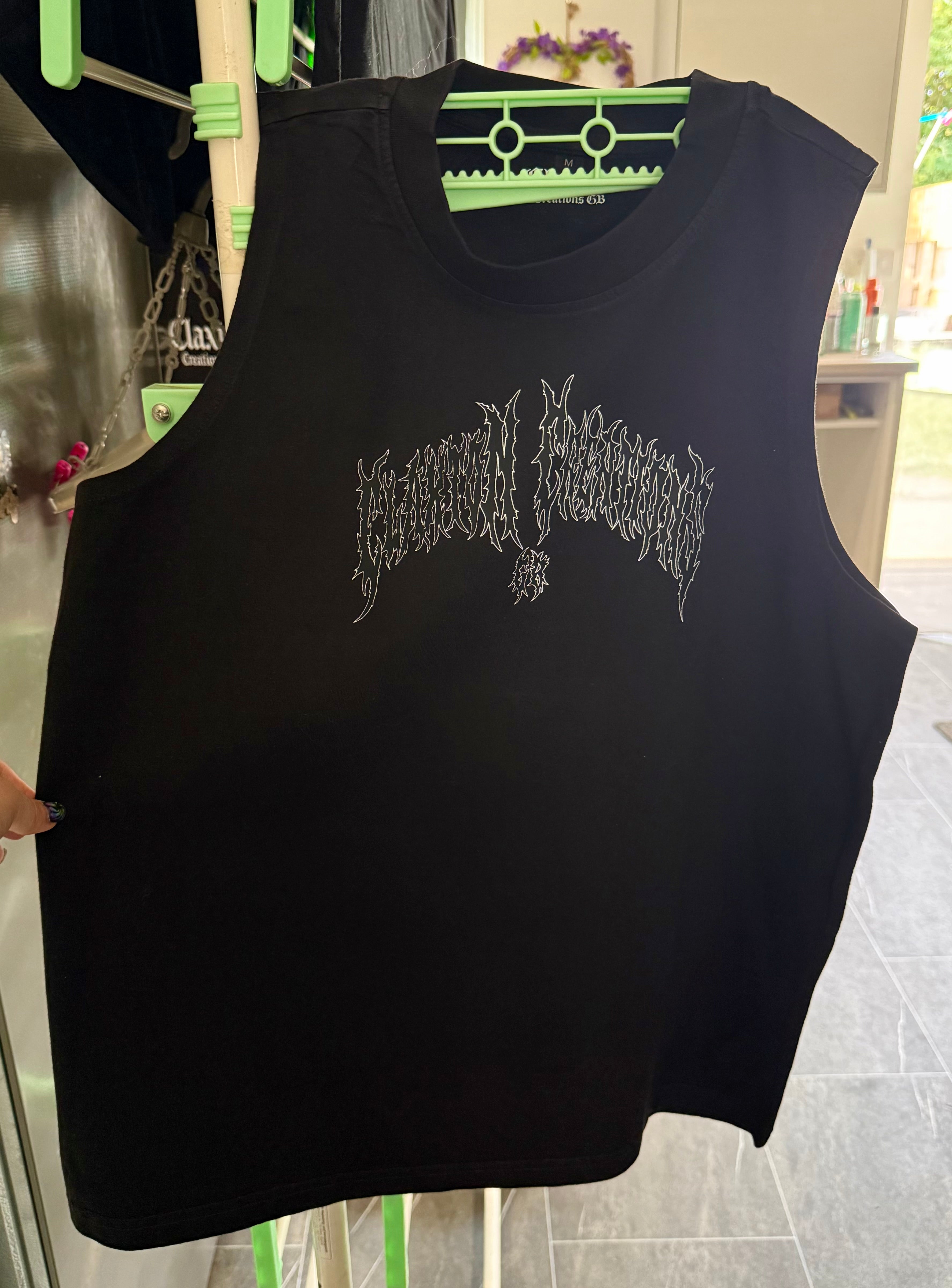 Women’s vintage Cerberus 🐾washed sleeveless vest🖤 Claxton Creations GB