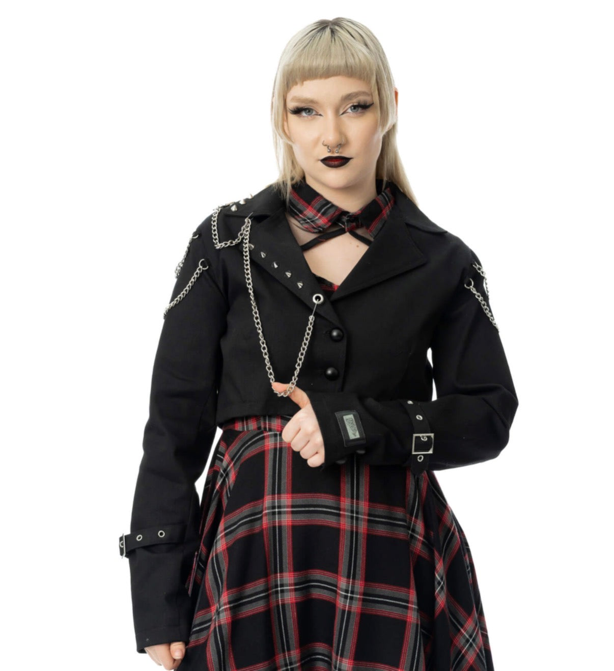 Vixxsin CERISE JACKET - BLACK/BLACK CHECK
