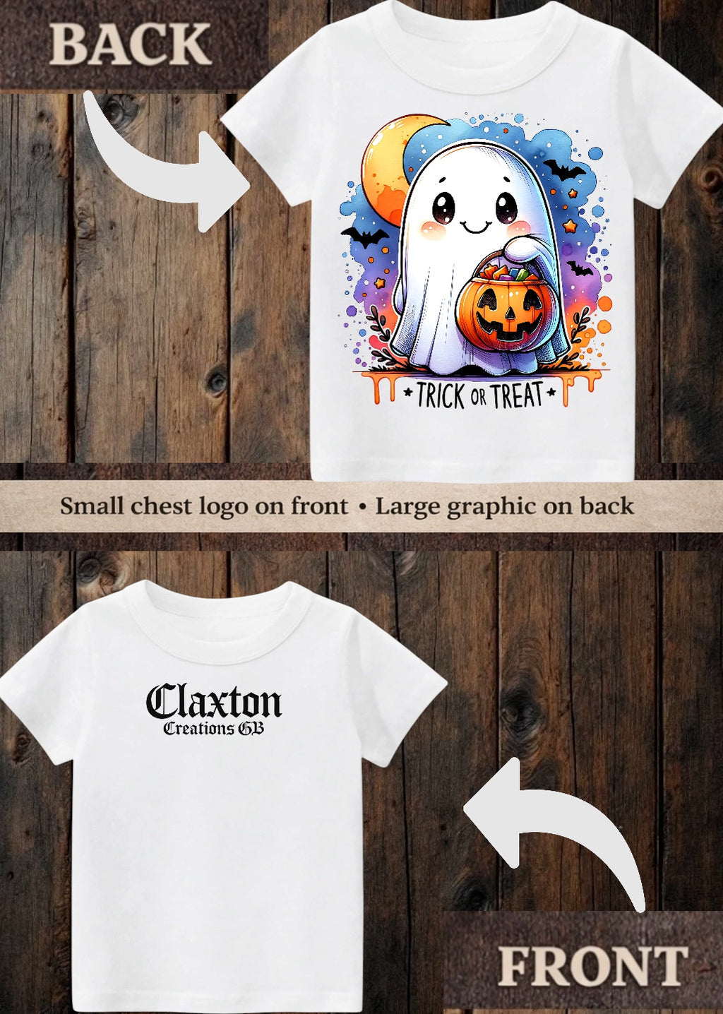 Tiny terror Tee- watercolour trick or treat ghost