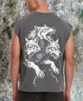 Men’s Cropped vintage Cerberus 🐾washed sleeveless vest🖤 Claxton Creations GB