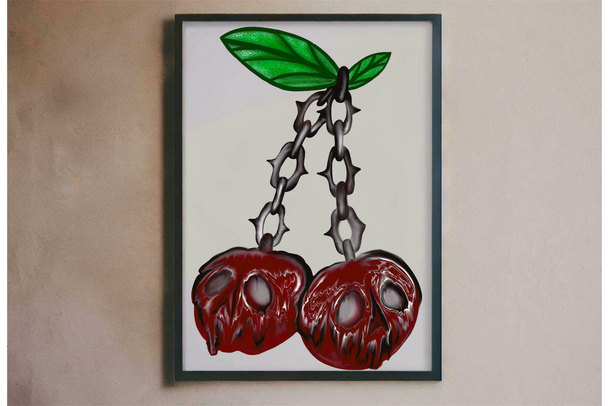 🍒⛓️ The Chained Cherries 🖼️- Poster print CCGB (UNFRAMED) Claxton Creations GB