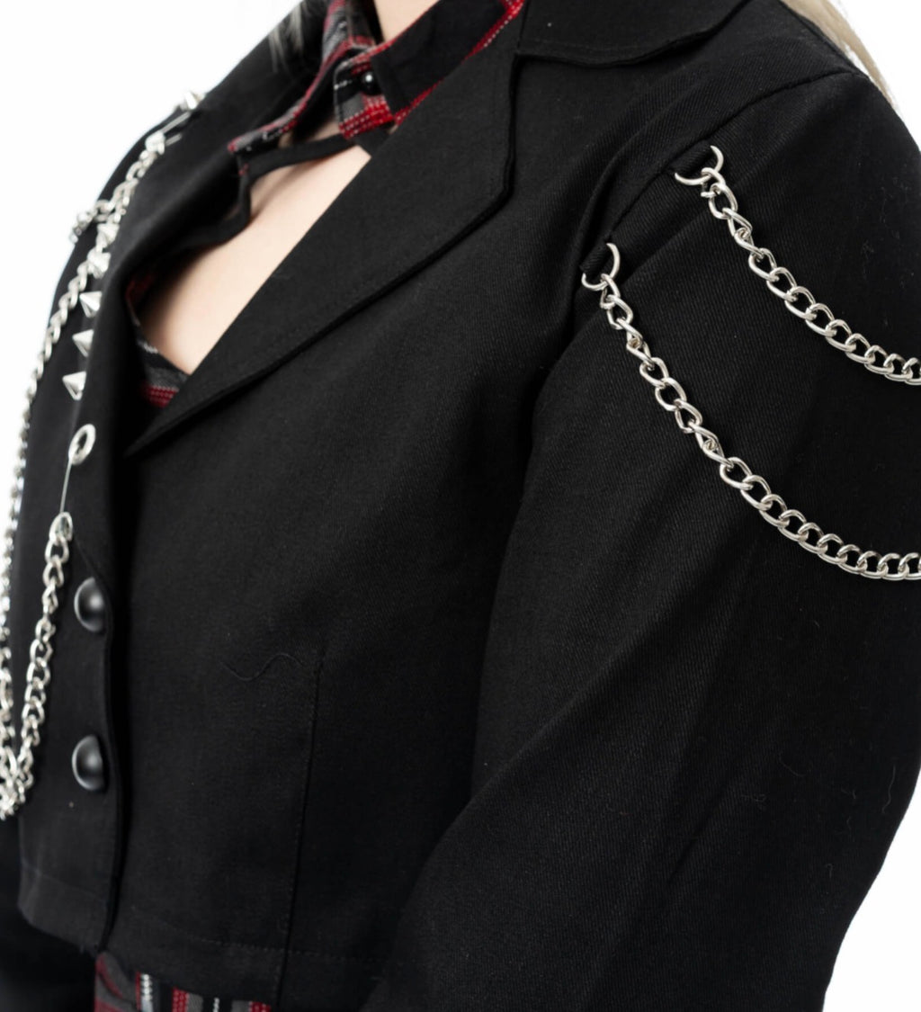 Vixxsin CERISE JACKET - BLACK/BLACK CHECK