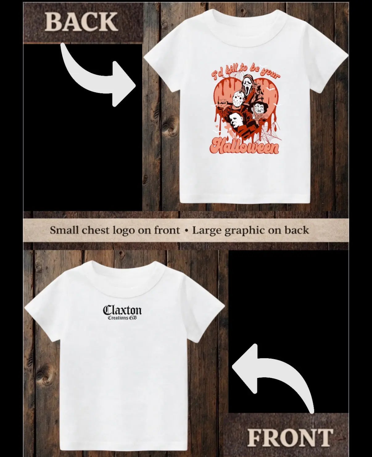 ClaxtoncreationsGB- I’d Kill to be your Halloween white Tee Claxton Creations GB