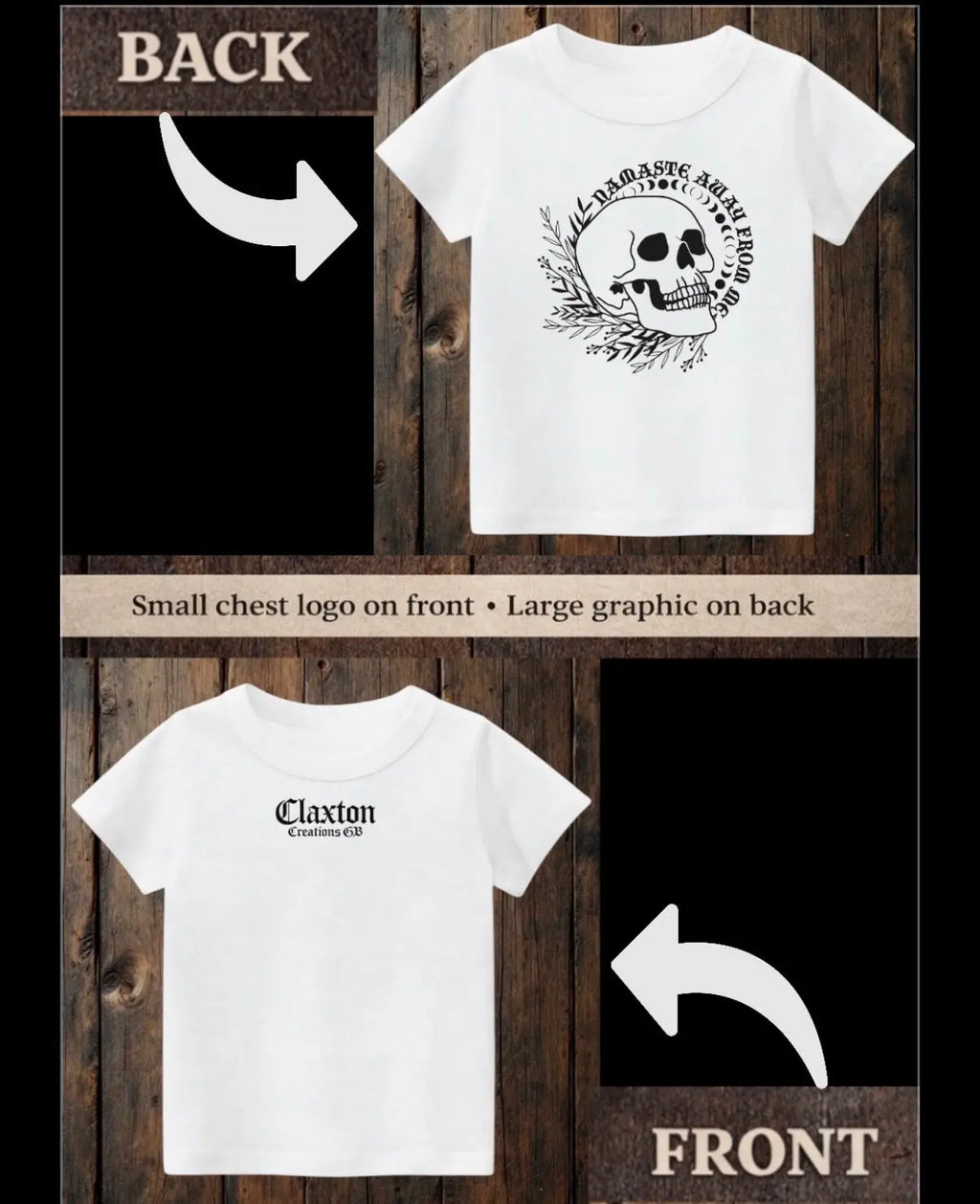 ClaxtoncreationsGB- Namaste away from me-white Tee Claxton Creations GB