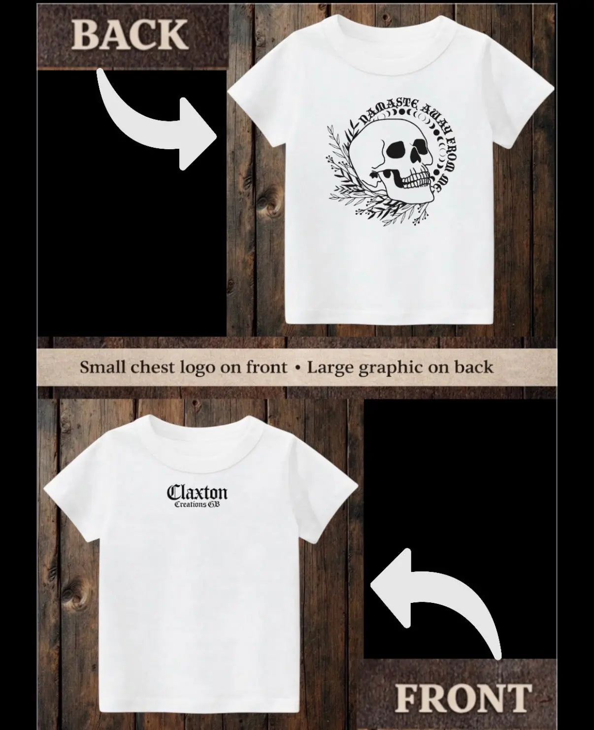 ClaxtoncreationsGB- Namaste away from me-white Tee Claxton Creations GB