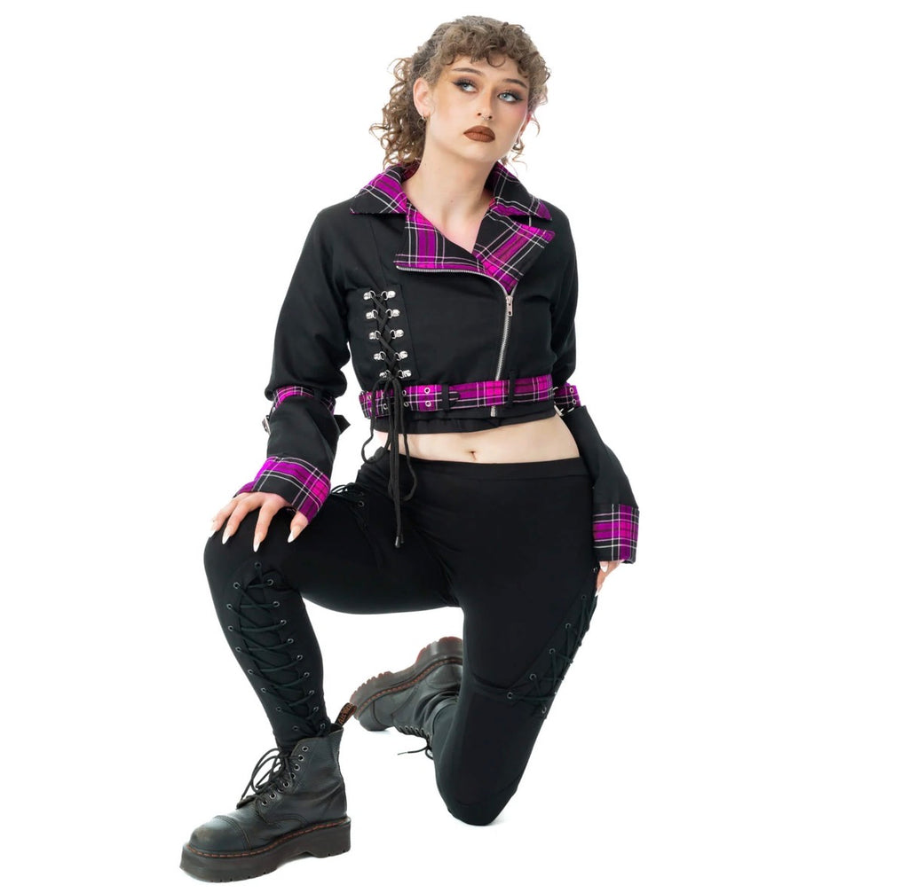 Heartless HEXBOURNE JACKET - BLACK/DARK PINK CHECK
