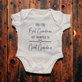 🤍 Pregnancy Announcement: ‘Promotion to Great Grandma’ 👵Vinyl detailing white baby vest Claxton Creations GB