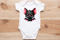 Adorable black bat pup🦇 baby vest🖤🦔 Claxton Creations GB
