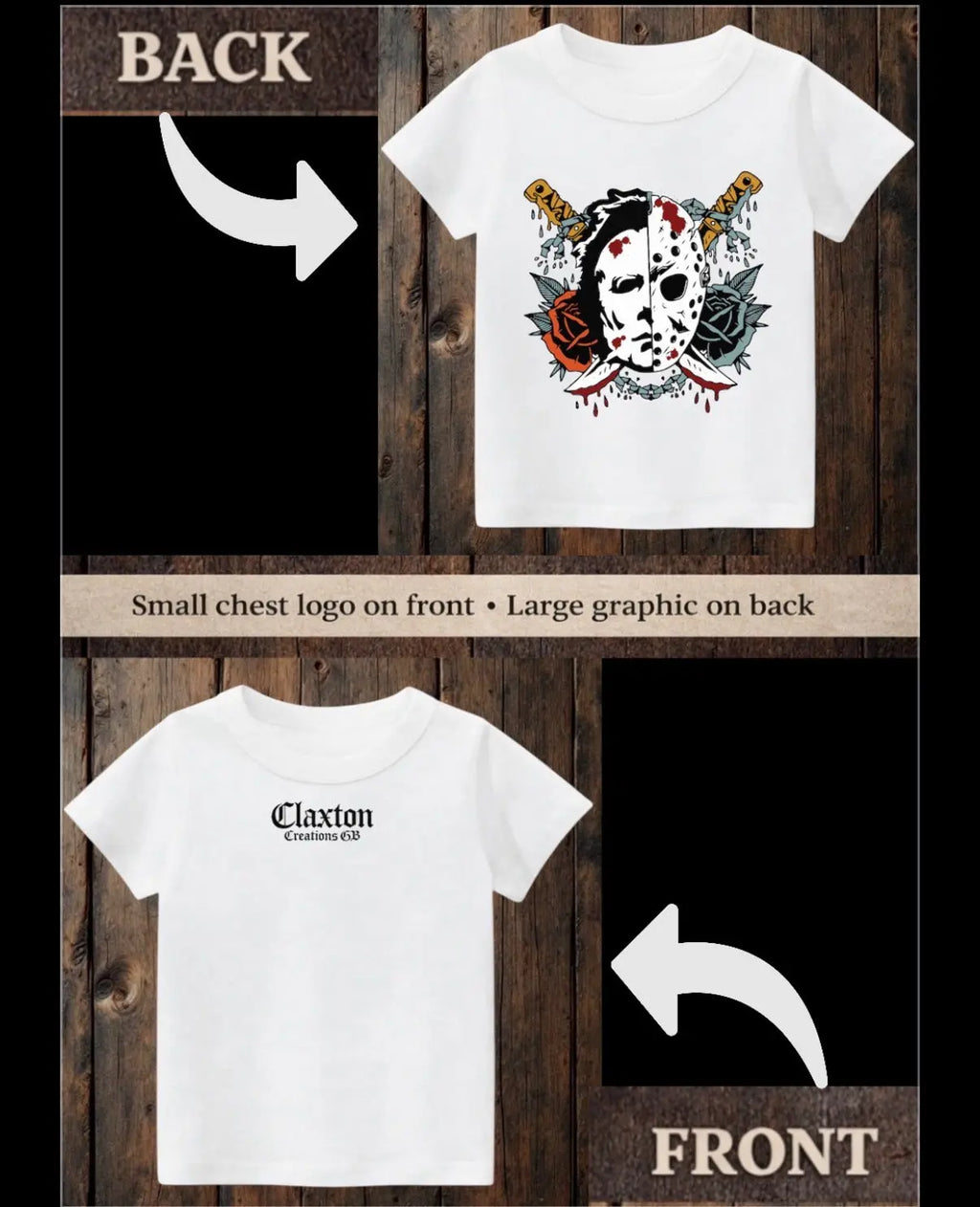 ClaxtoncreationsGB-Jason VS Mike- white tee Claxton Creations GB