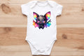 Rainbow 🌈 black bat pup🦇 baby vest🖤🦔 Claxton Creations GB