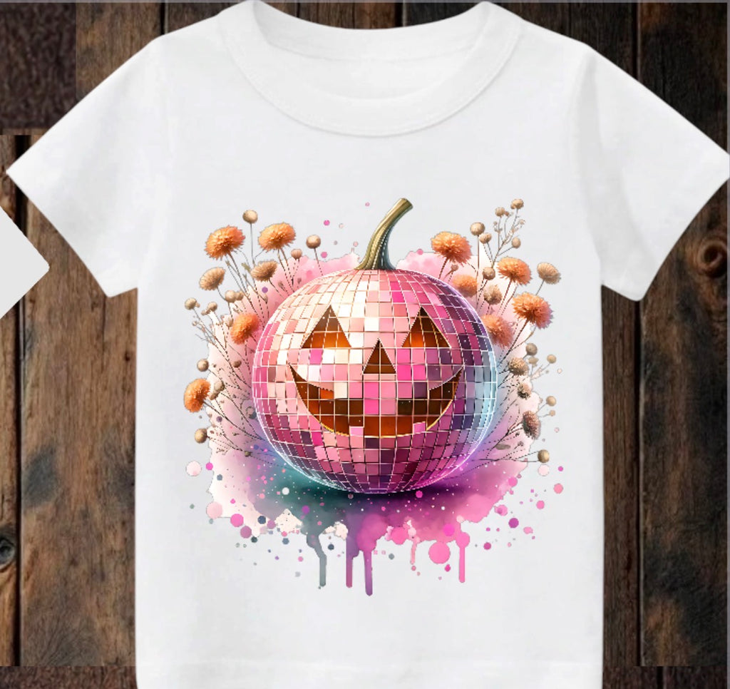 Tiny terror Tee- orange watercolour  pumpkin