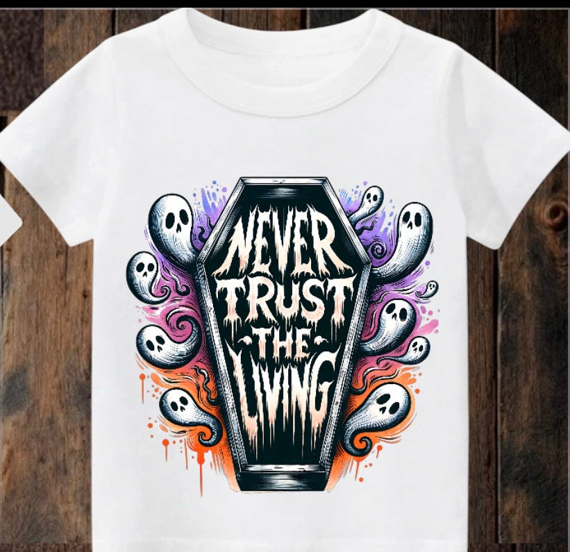 Tiny terror Tee- colourful coffin ⚰️ never trust the living