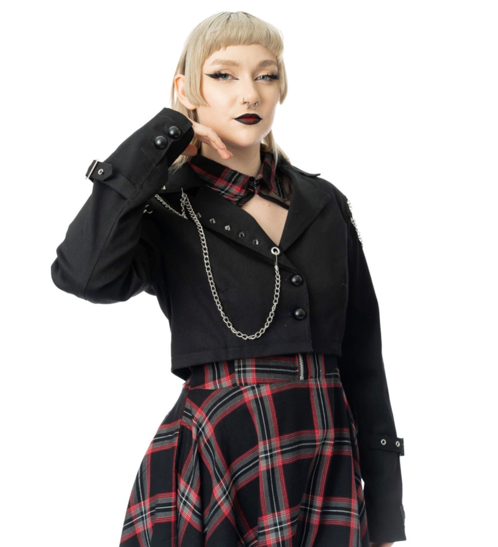 Vixxsin CERISE JACKET - BLACK/BLACK CHECK