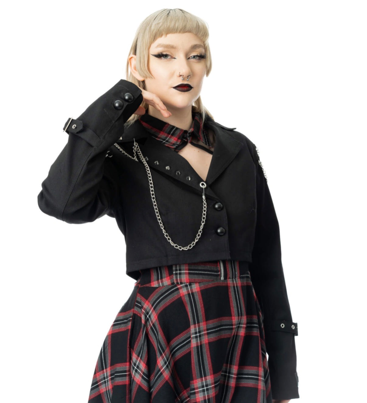 Vixxsin CERISE JACKET - BLACK/BLACK CHECK