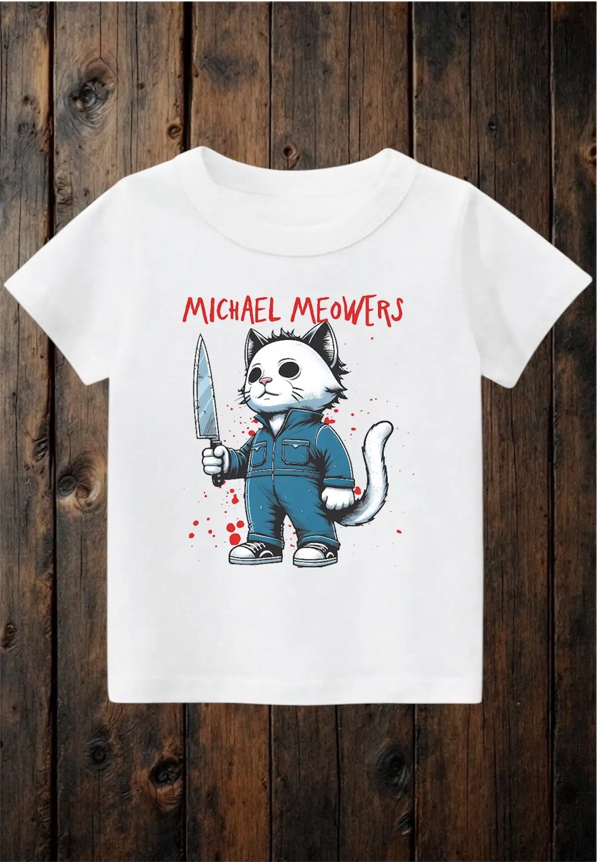 ClaxtoncreationsGB- Michael Meowers white tee Claxton Creations GB