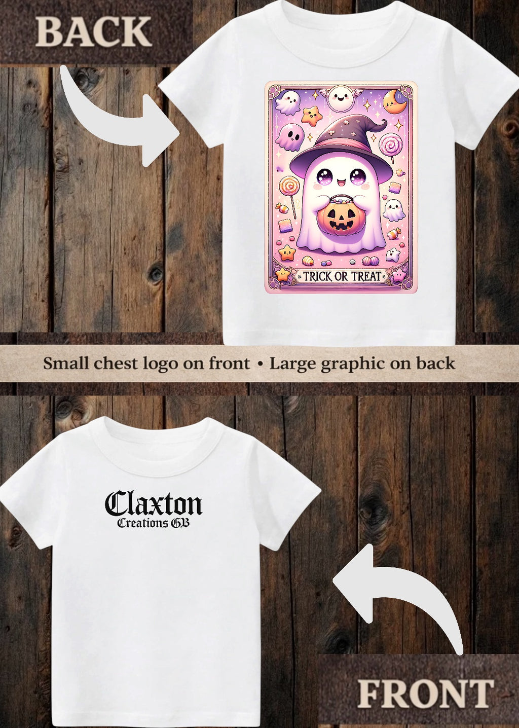 Tiny terror Tee- cute ghost trick or treat tarot card