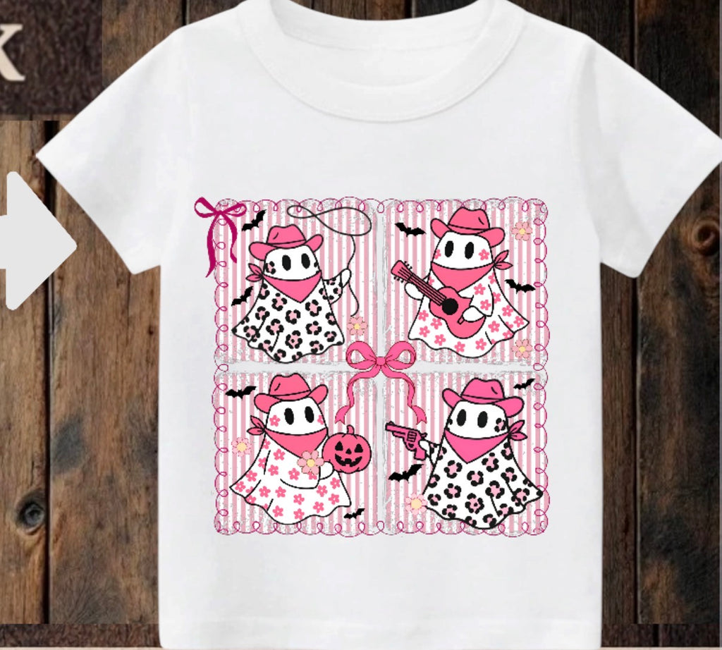 Tiny terror Tee- pink 🌸 cow ghouls 👻