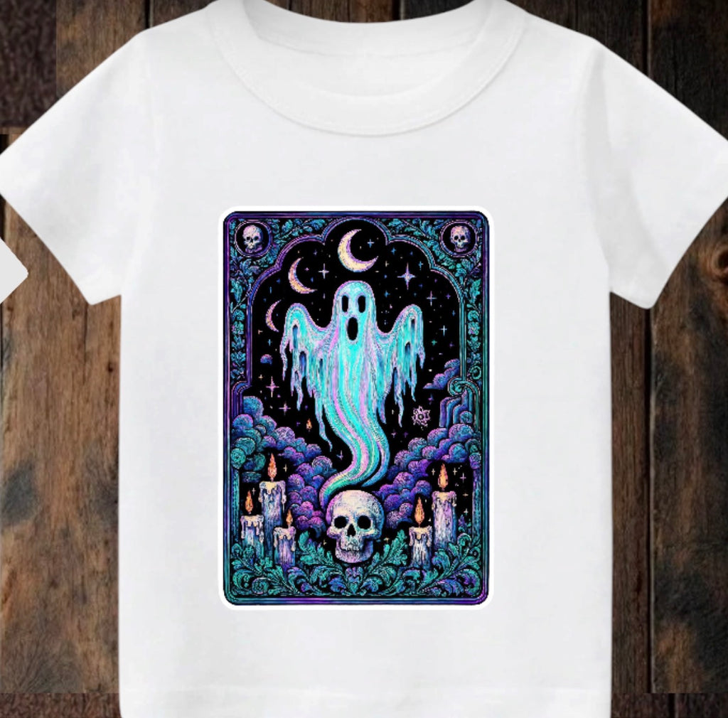 Tiny terror Tee- ghost 👻#2 oil-spill tarot card
