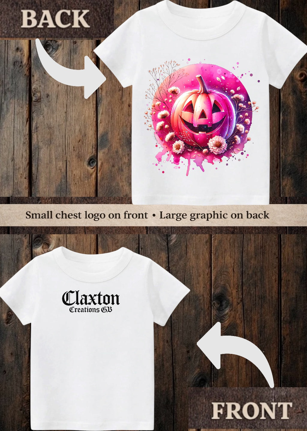 Tiny terror Tee- Pink watercolour pumpkin