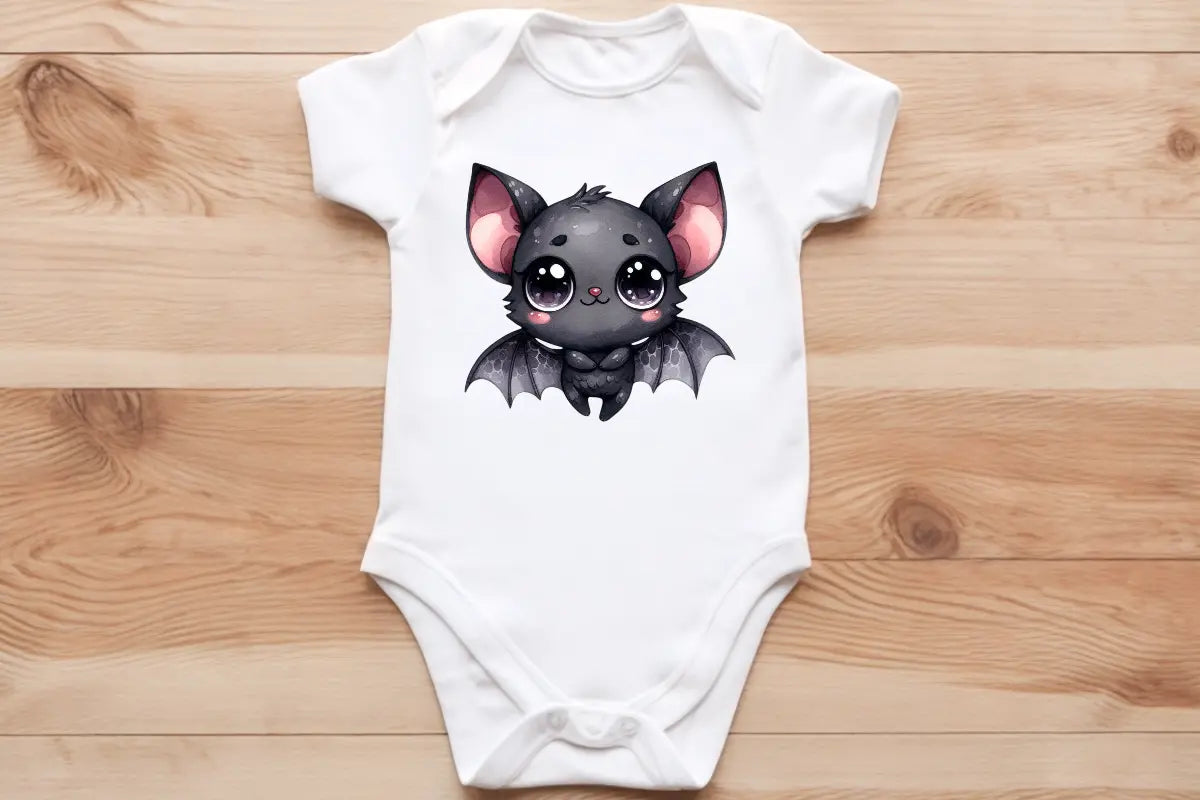 Blushing black bat pup🦇 baby vest🖤🦔 Claxton Creations GB