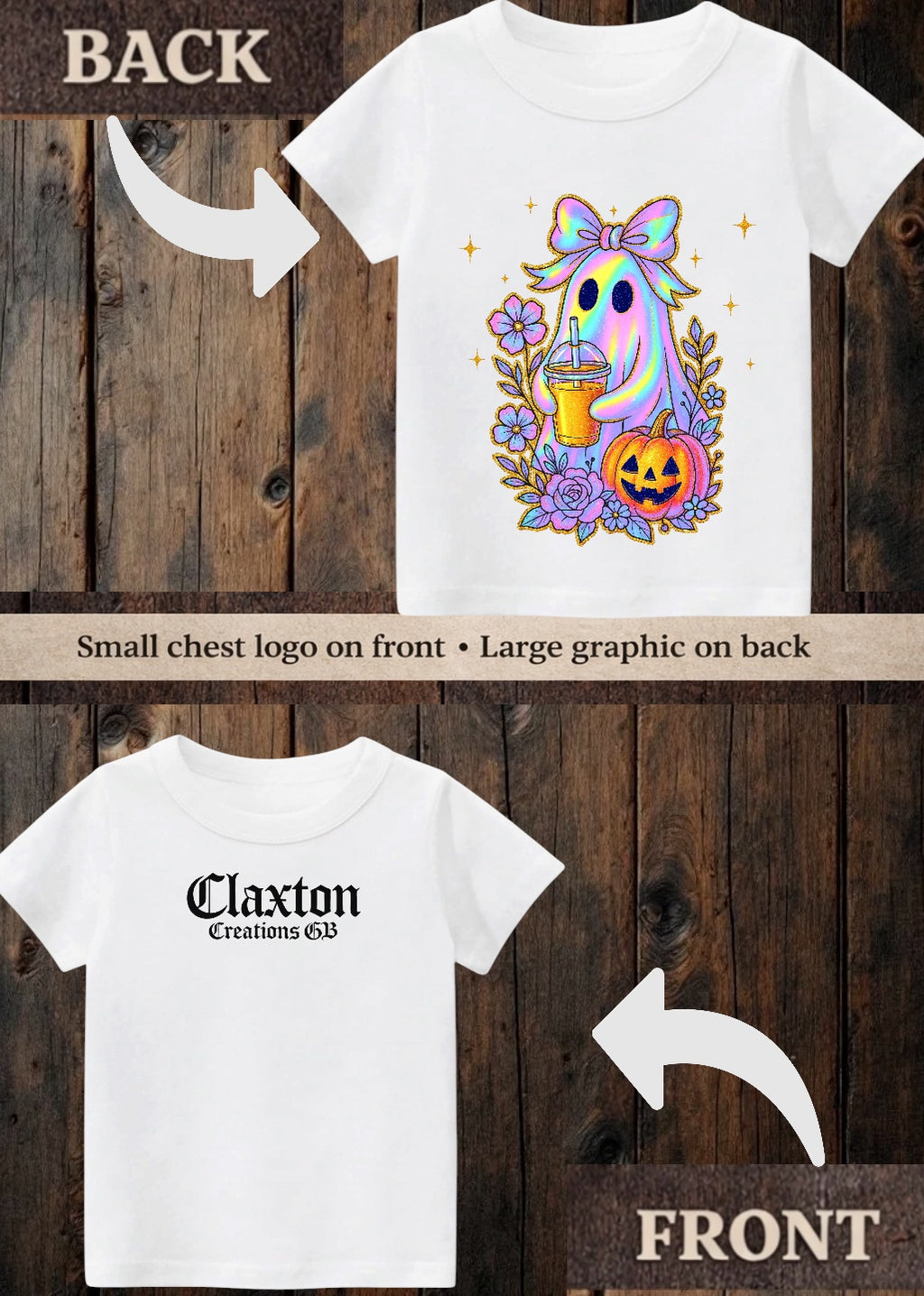 Tiny terror Tee- cute girl 🎀 ghost 👻 iced drink 🥤 Halloween 🎃