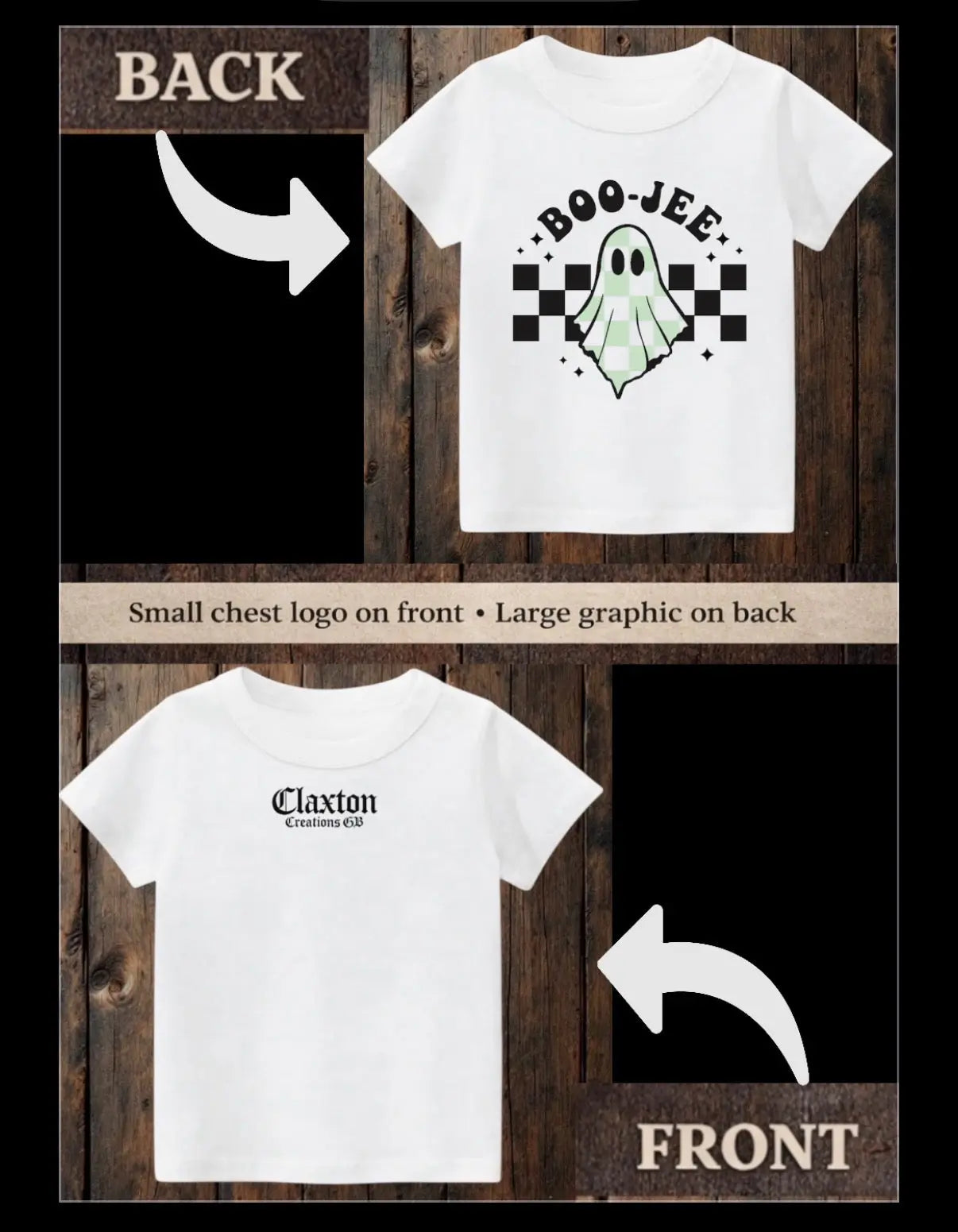 Tiny terrors- Boo-Jee 👻- white Tee Claxton Creations GB