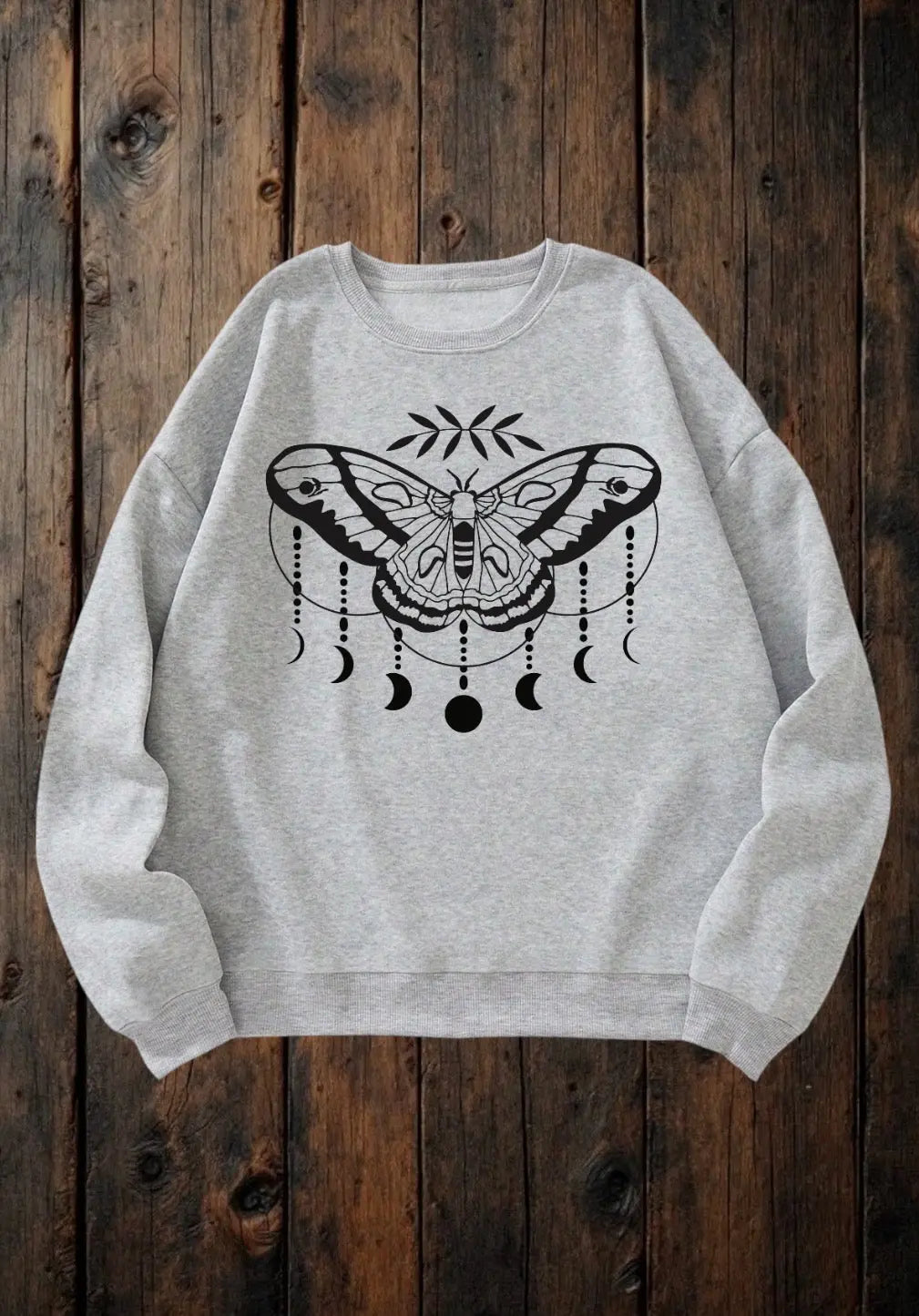 ClaxtoncreationsGB- Majestic moon-moth Grey sweater Claxton Creations GB